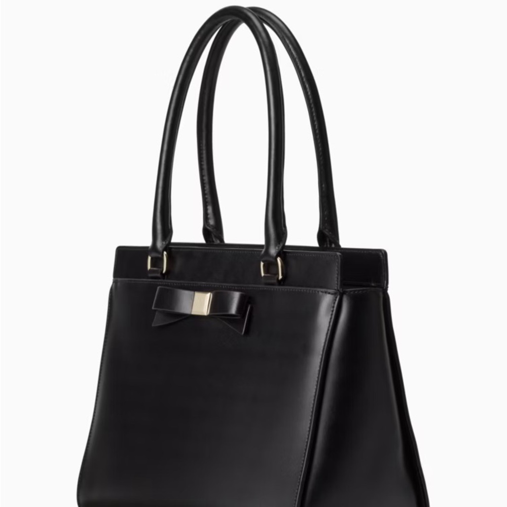 Kate Spade Montford Park Jovie, Black Elegant Leather Black Bow Tote Bag - Picture 2 of 16